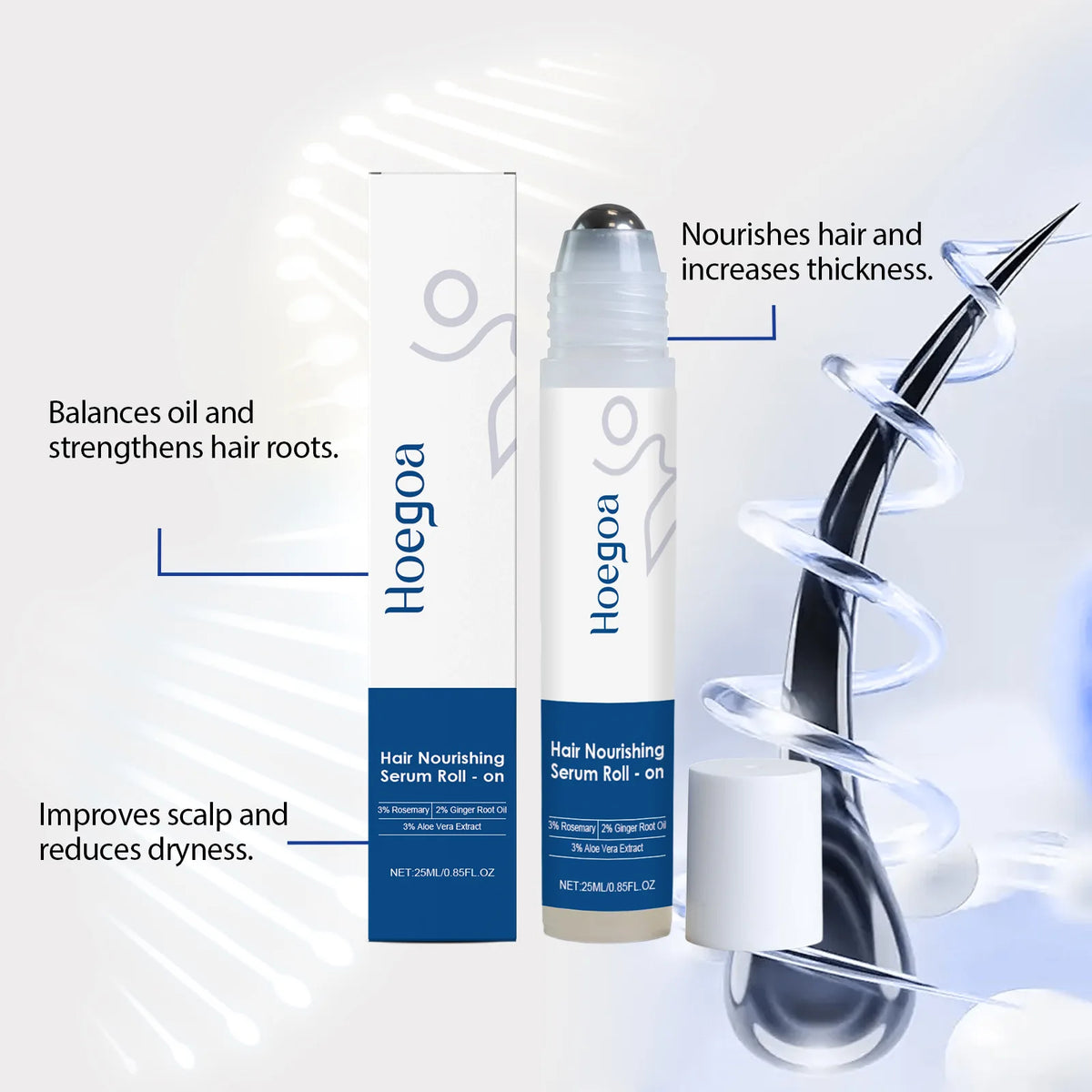 Aloes Ginger Hair Growth Oil Roller Nourish Scalp Strengthen Hair Root Repair Damage Add Shine Portable Hair Root Care Essence
