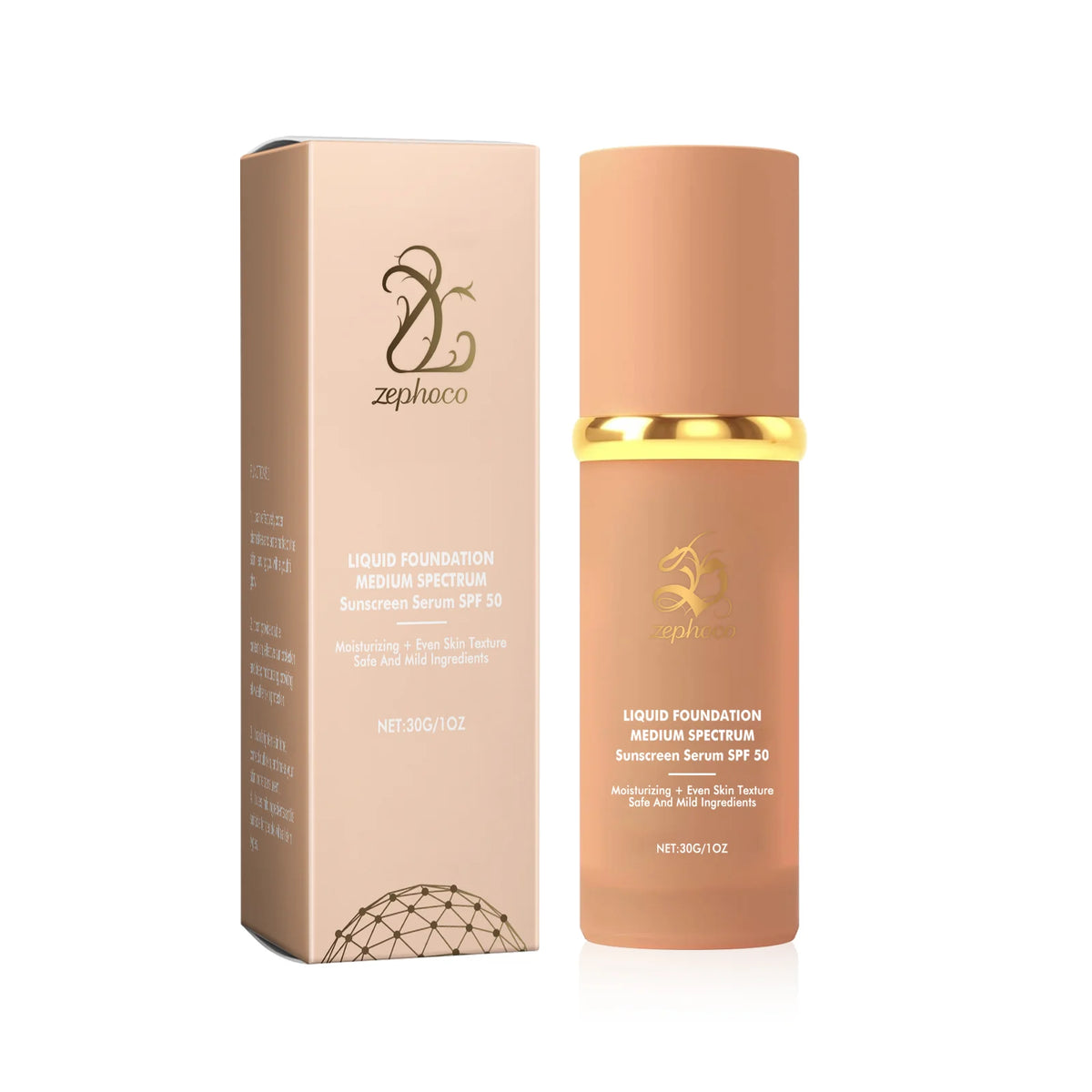 Zephoco Liquid Foundation Spf 50+ Magic Color Changing Waterproof Sweat-Resistant Full Coverage Concealer Long-Lasting Base Makeup