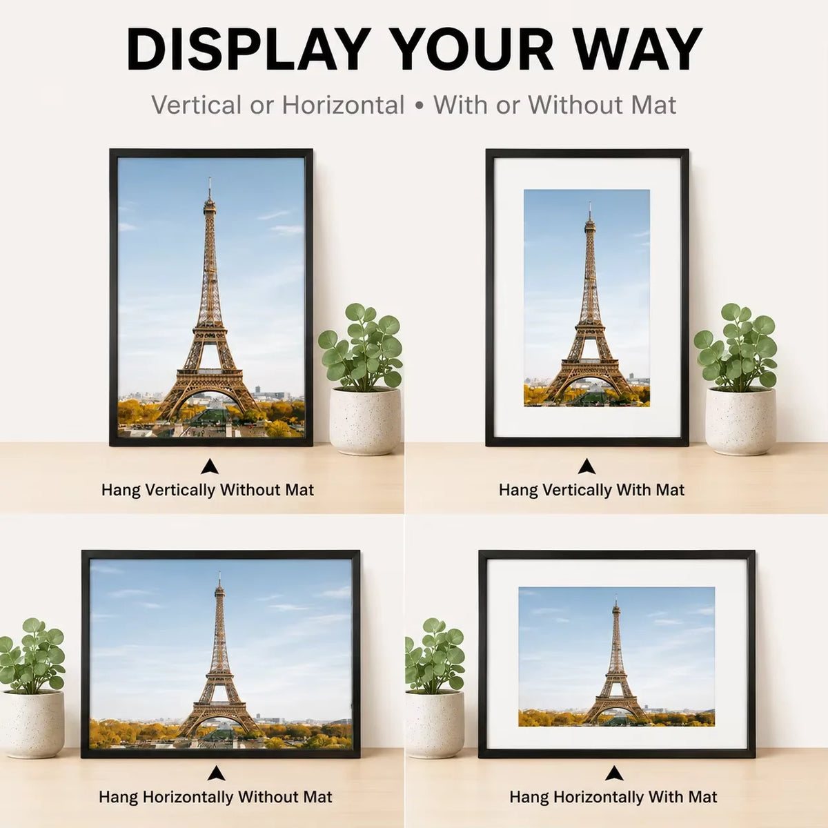 3pcs 30x40cm 40x60cm 50x70cm Modern Black Aluminum Picture Frames With Mat For Wall Art Canvas Print Poster Display, Minimalist Gallery Wall Frame For Living Room Bedroom Office Home Decor, Lightweight Easy Mounting Photo Fra