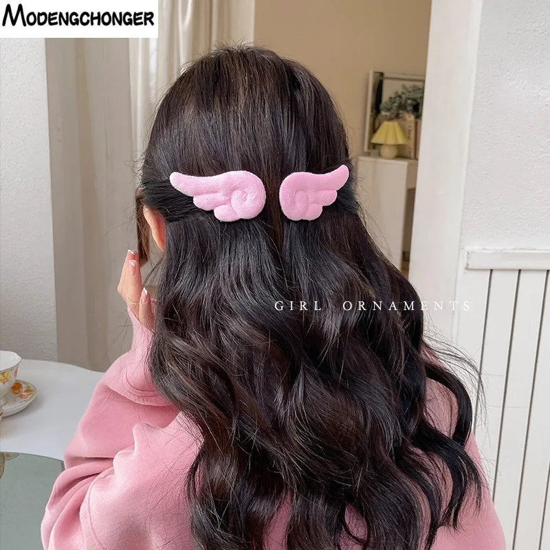 2PCS Cute Plush Children Side Hair Clips Anime Angel Cosplay Wings Hair Accessories Girls Cartoon Barrettes Headwear Hairpins