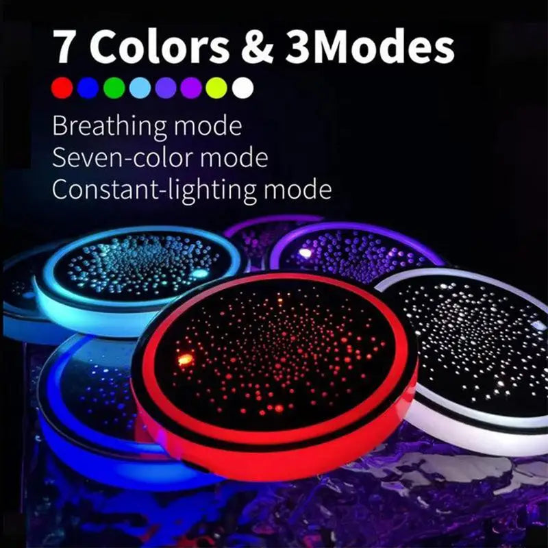 Light up Car Coasters Automotive Light up Cup Holder LED Interior Atmosphere Light Car Accessories Waterproof Cup Pad for Car