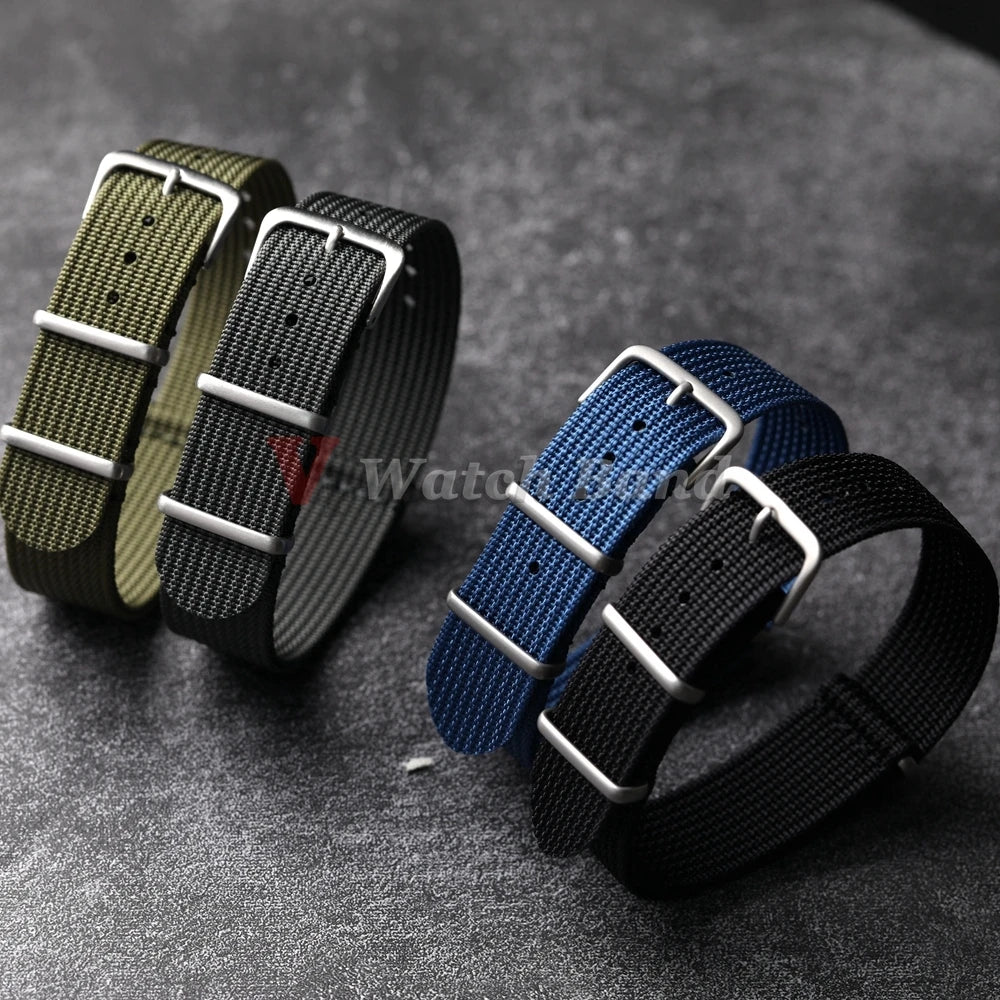 New Ribbed Nylon Watchband Nylon Watch Strap 18mm 20mm 22mm Watchband Accessories for Military Watch Band Bracelets