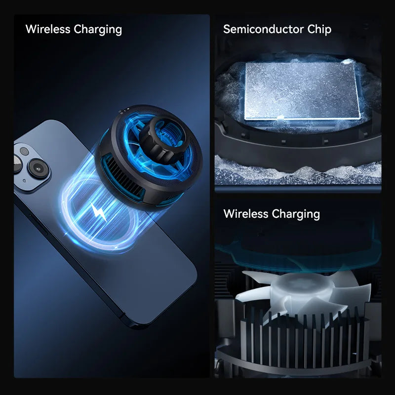 Ulanzi SK-10 3 in 1 Magnetic Cell Phone Stand with Cooling Fan and Wireless Charger for iPhone Height Adjustable Phone Desk Hold
