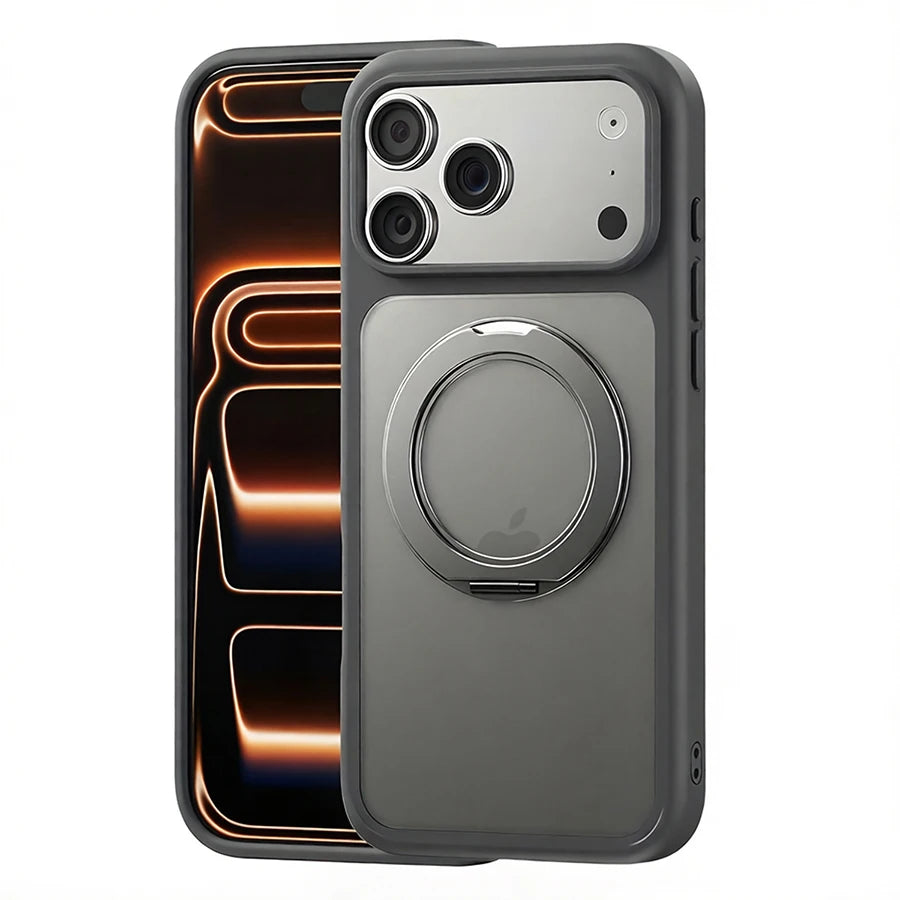 360° Adjustable Magnetic Phone Case with Rotating Stand | Multi-Function & MagSafe Compatible, Skin-Friendly & Portable Semi-Transparent Design for iPhone 18/17/16/15/14/13/12 Pro/ProMax/Air/Plus/E Series