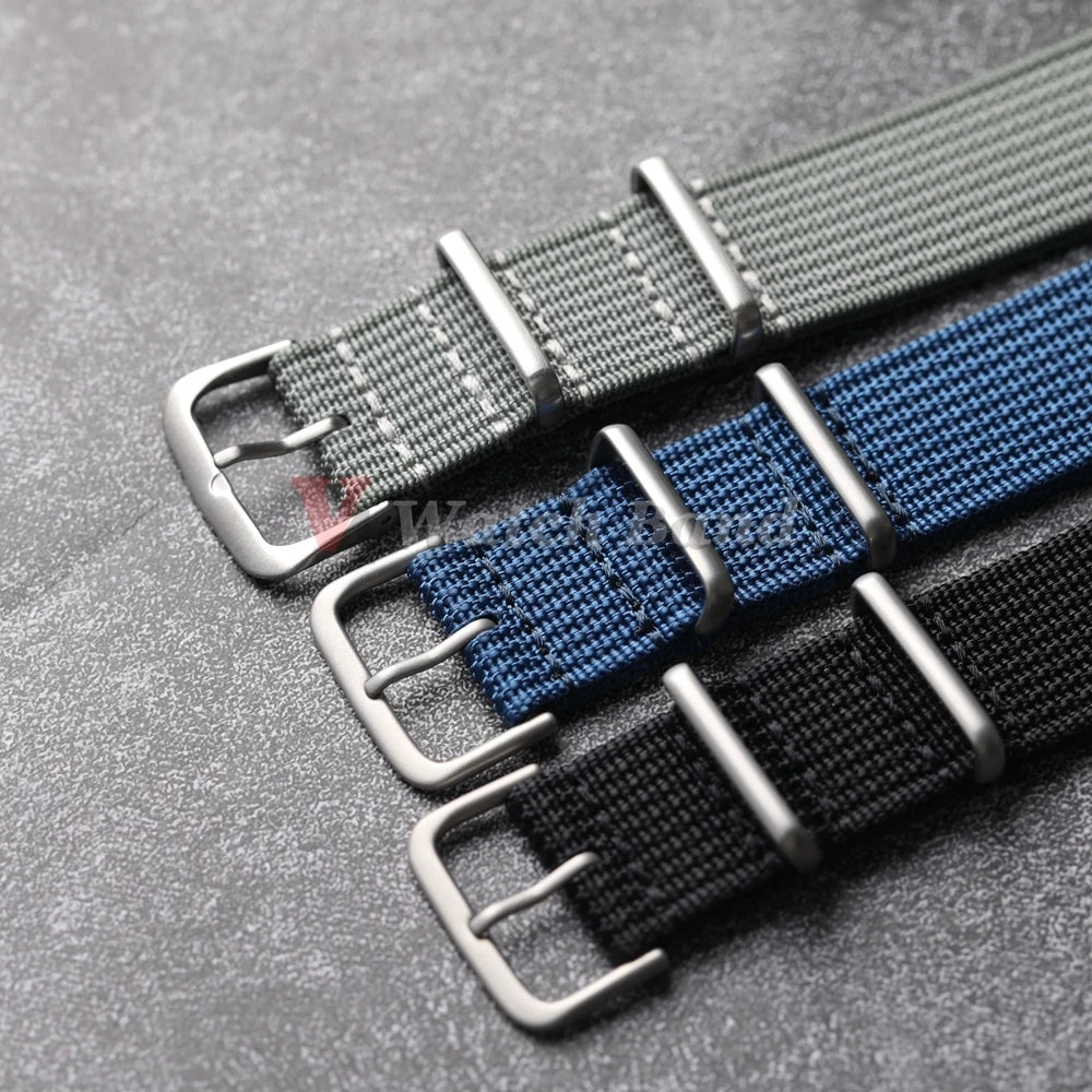 New Ribbed Nylon Watchband Nylon Watch Strap 18mm 20mm 22mm Watchband Accessories for Military Watch Band Bracelets