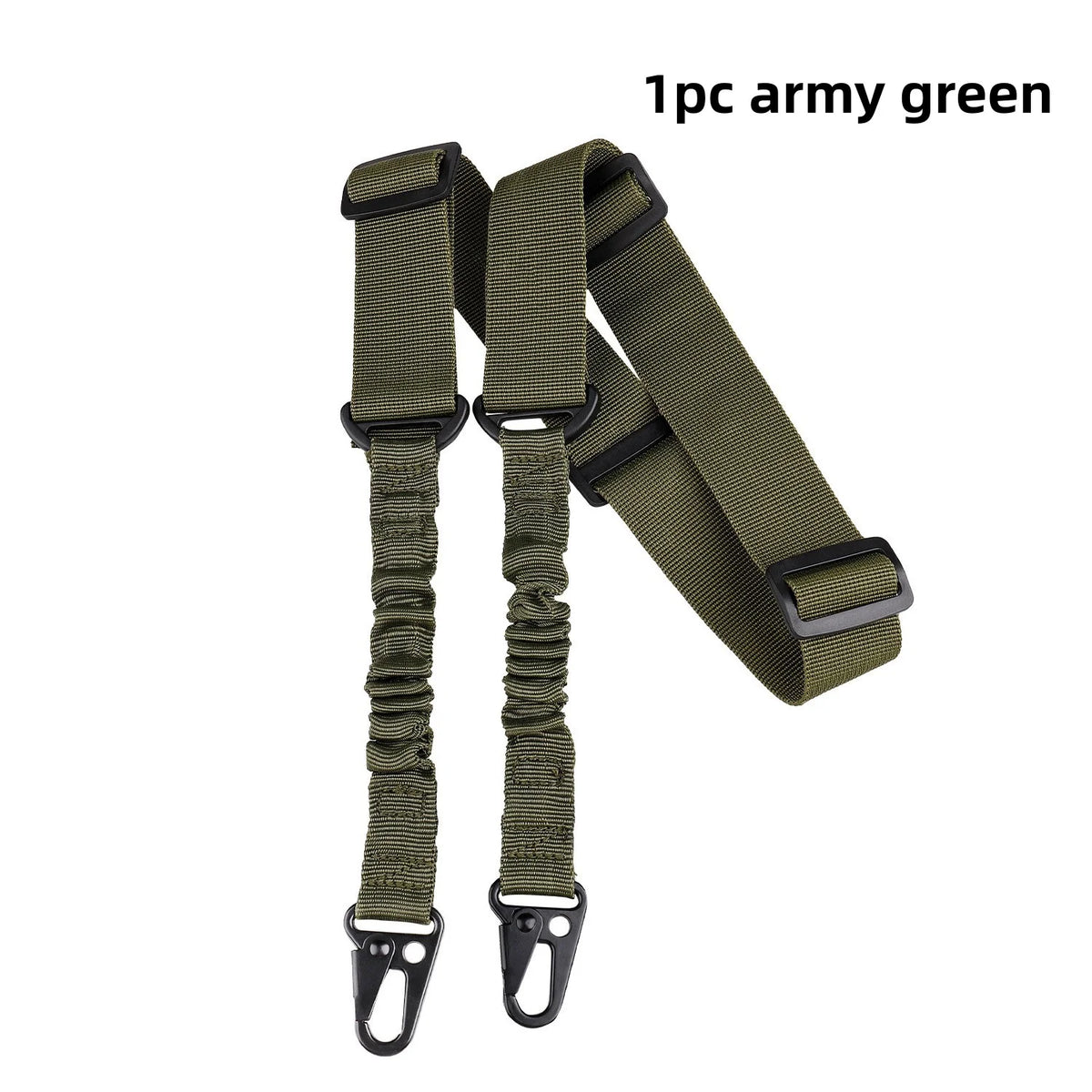 Adjustable tactical double-point elastic shoulder strap durable nylon strap high-quality heavy-duty sling outdoor sports accessories, metal hook, suitable for tactical outdoor sports