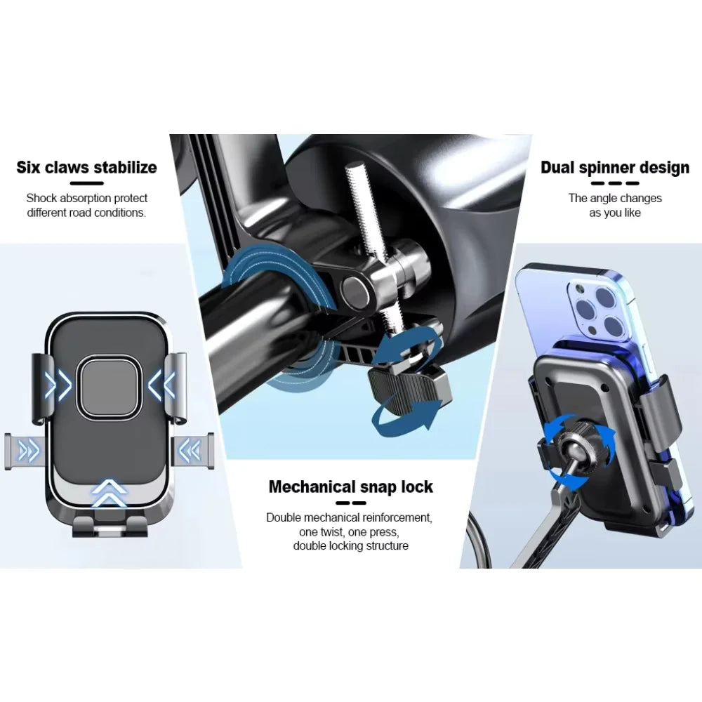 1pc bicycle mobile phone holder, electric vehicle mobile phone holder, motorcycle bicycle handle mobile phone holder mobile phone, 360 degree rotating holder, suitable for 4.7 to 7.2 inch mobile phones.