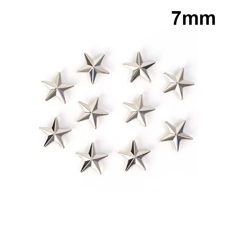 Metal Silver Star Rivets DIY Clothes Shoes Bags Handmade Clothing Accessories Punk Leather Studs Spikes Spots Nails Head Buttons