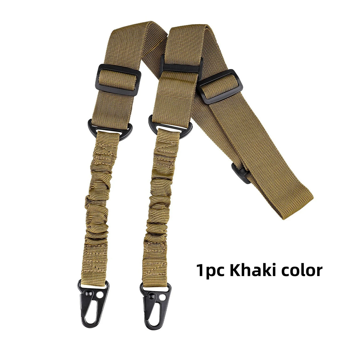 Adjustable tactical double-point elastic shoulder strap durable nylon strap high-quality heavy-duty sling outdoor sports accessories, metal hook, suitable for tactical outdoor sports
