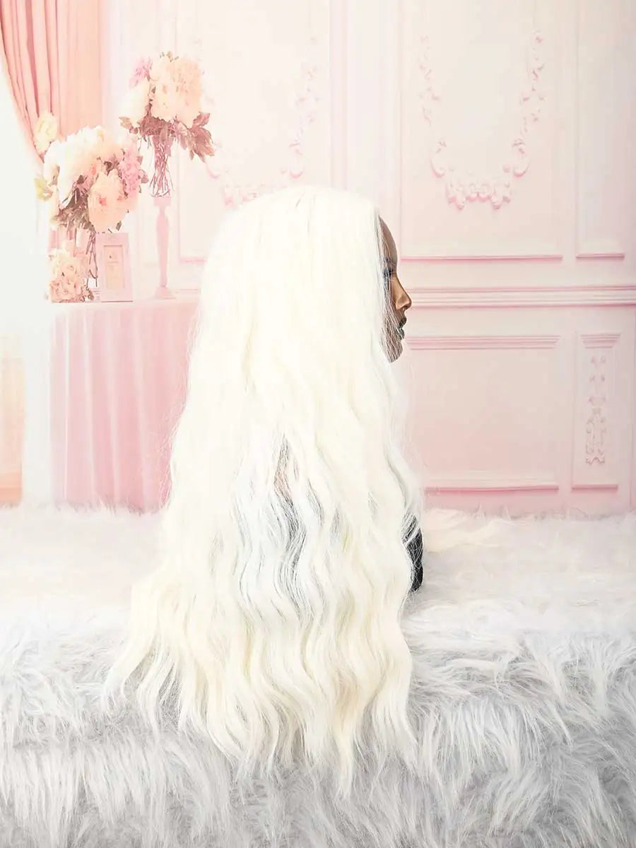 White Long Wig With Bangs Natural Hair Fiber Synthetic Cosplay Wig For Women And Girls, Perfect For Halloween,Christmas, Parties, And Cosplay