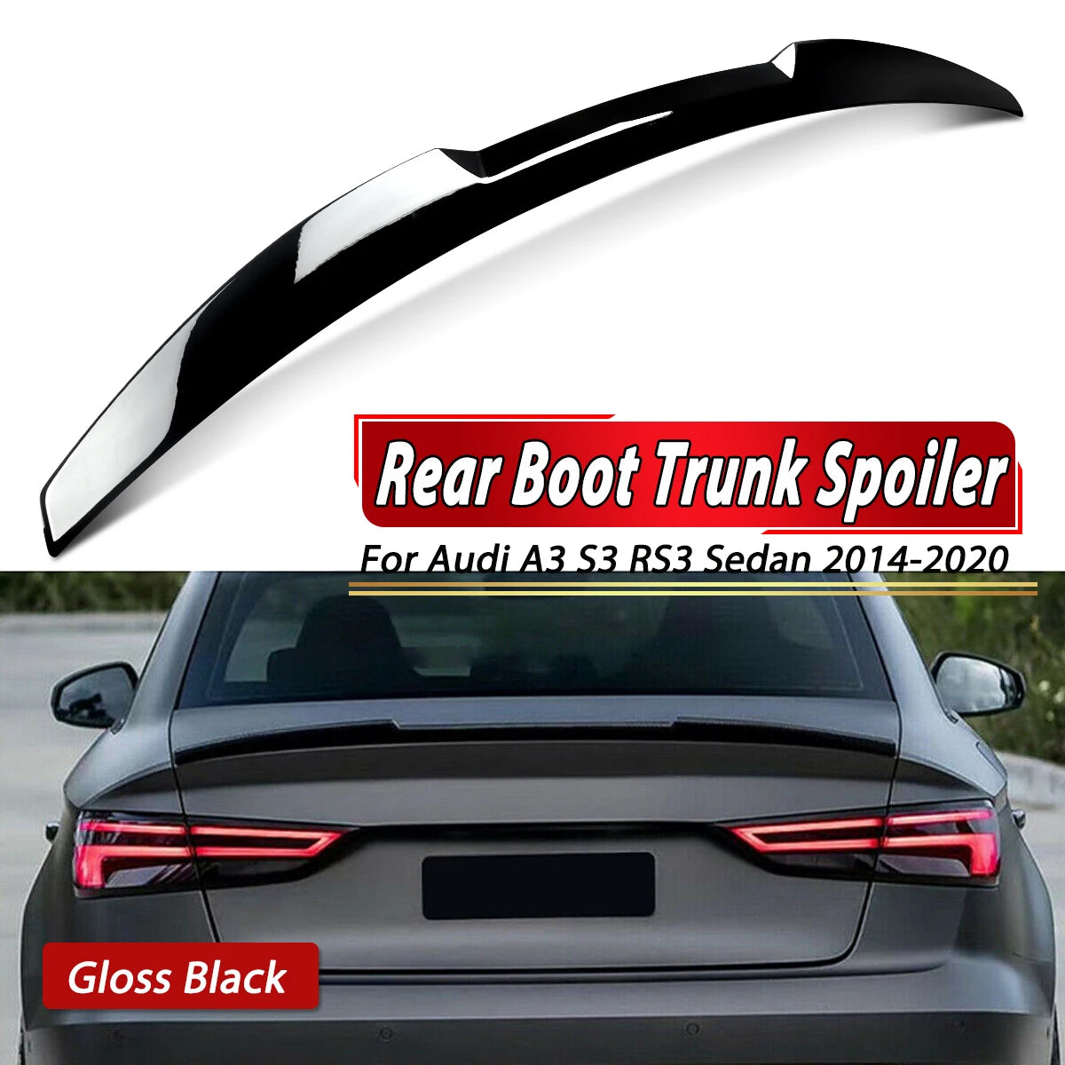For Audi A3 S3 Trunk Spoiler RS3 8V Saloon Sline 2013-2020 Gloss Black M4 Style Rear Boot Spoiler Lip Car Accessories Decoration
