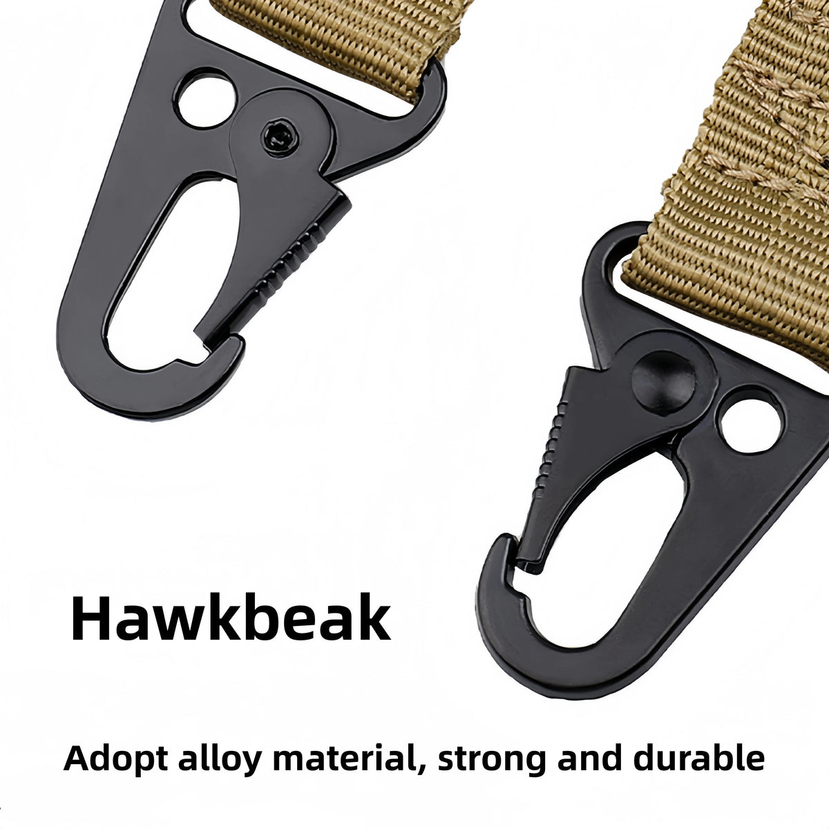 Adjustable tactical double-point elastic shoulder strap durable nylon strap high-quality heavy-duty sling outdoor sports accessories, metal hook, suitable for tactical outdoor sports