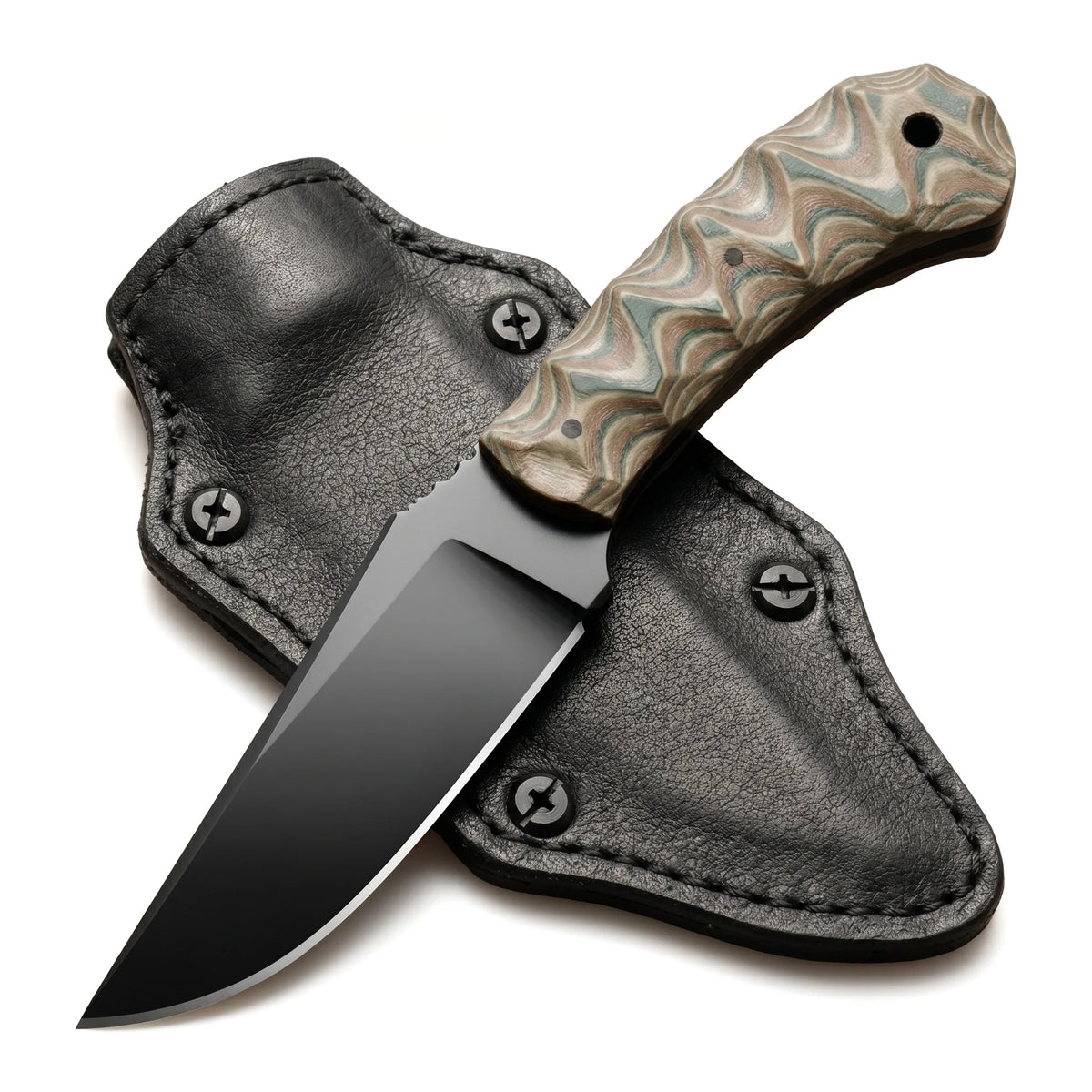 Retro Texture Outdoor Stainless Steel Straight Knife with anti Slip Grip, Easy to Carry, Camping, Hiking, Home Dual-Use Sharp Knife
