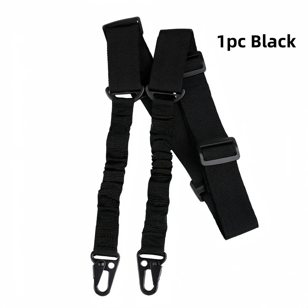 Adjustable tactical double-point elastic shoulder strap durable nylon strap high-quality heavy-duty sling outdoor sports accessories, metal hook, suitable for tactical outdoor sports