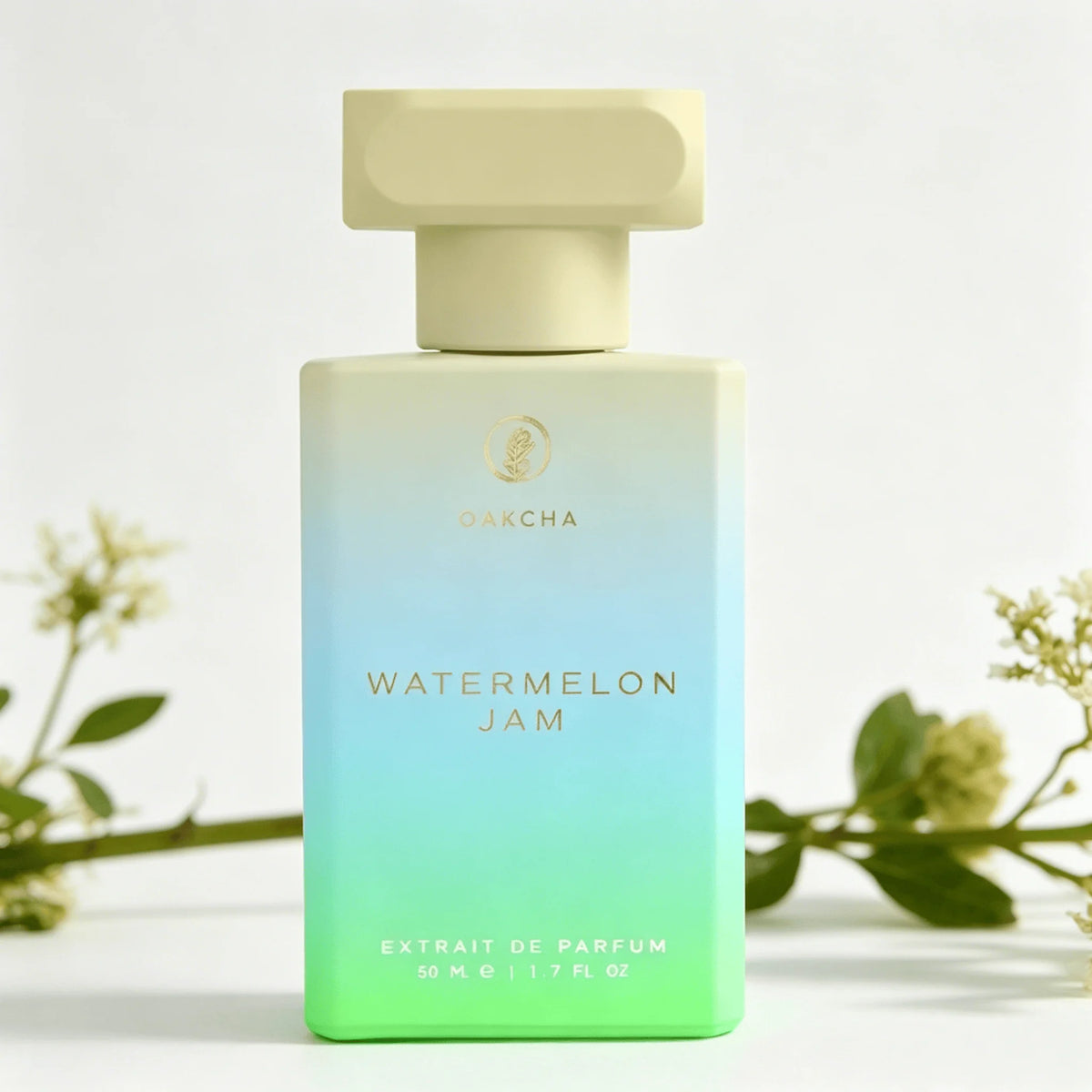 Oakcha Watermelon Jam Extrait de Parfum 50ML Long Lasting Juicy Fresh Watermelon Fruity Sweet Fragrance Unisex Perfume Gradient White Blue Green Square Bottle Cool Summer Scent Holiday Gift for Him and Her