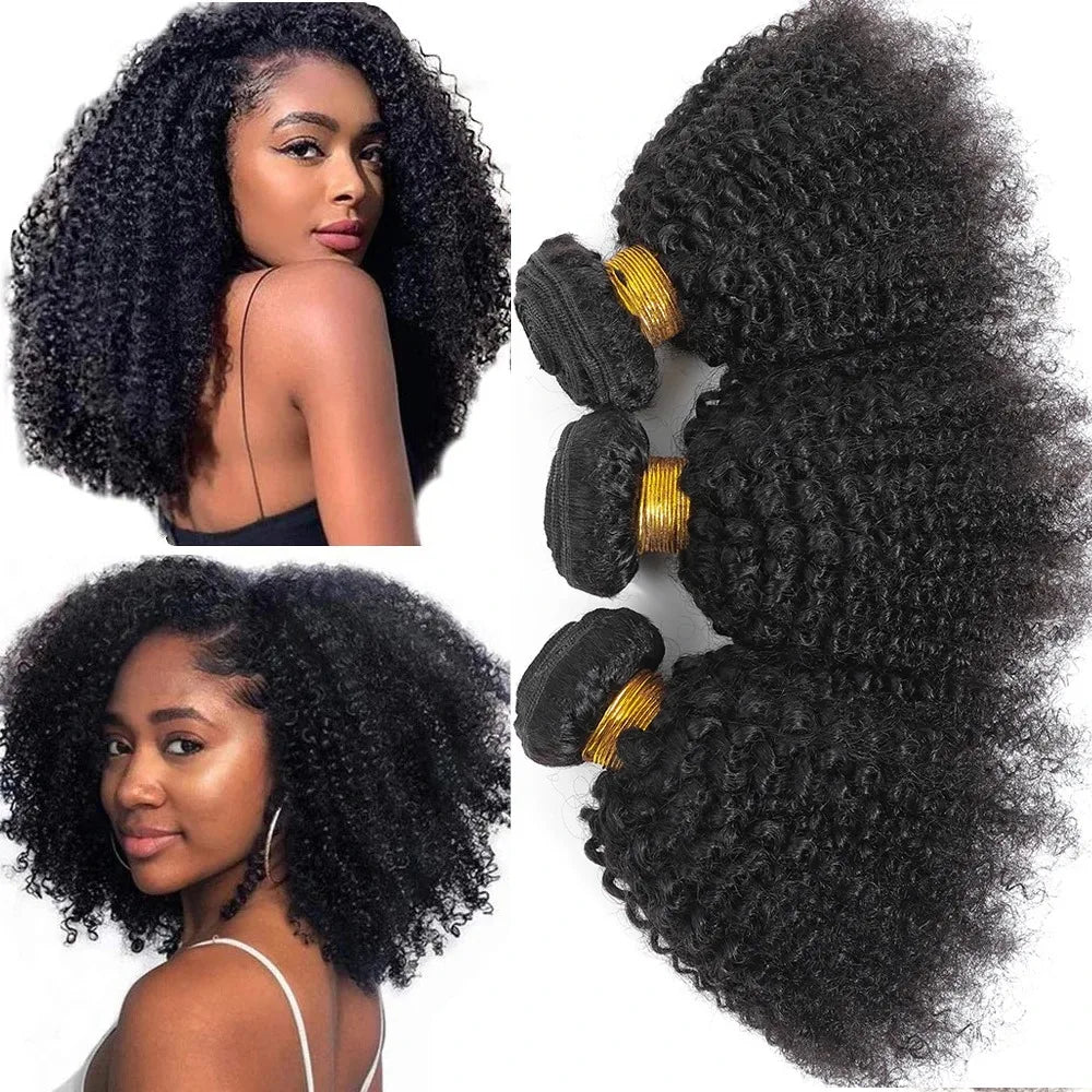 10A Brazilian Afro Curly Hair Bundles Kinky Curly Short Human Hair Weave Jerry Curl Hair Extensions Virgin Hair Bundle for Women