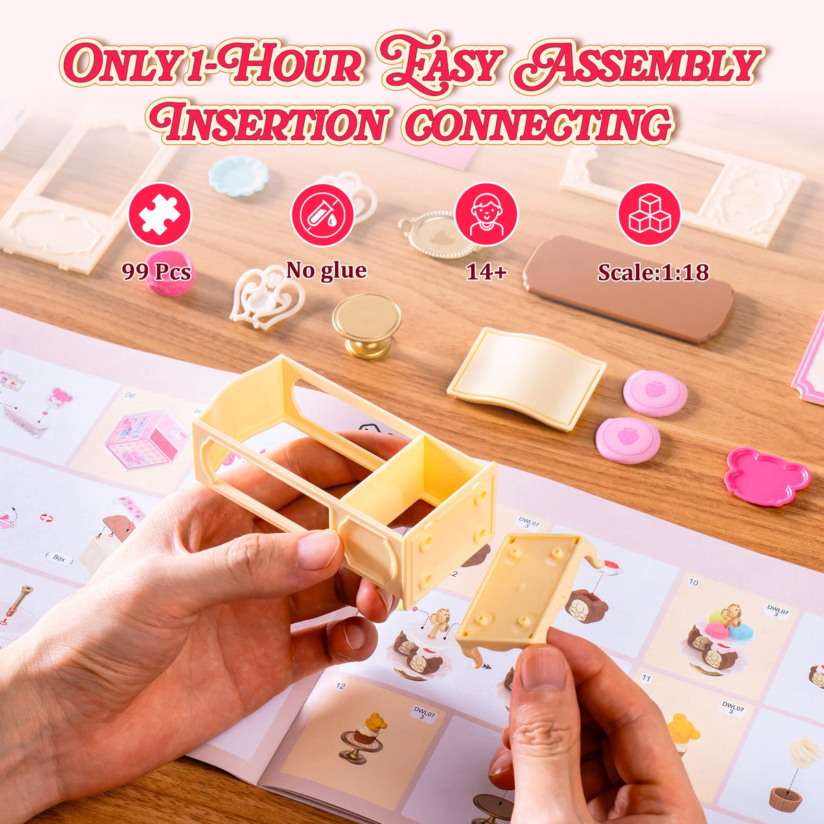 Rolife DIY Dollhouse 3D Puzzle Model Building Kit Nanci Strawberry Teatime Super Creator DIY Craft Kit with LED Light for Home Decor Holiday Gift for Adults Teens