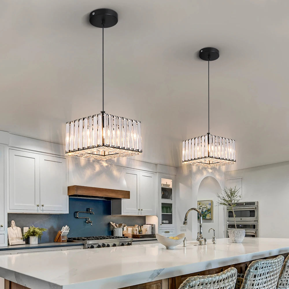 Modern Crystal Pendant Light Chandelier Luxury  Led Ceiling Lamp Kitchen Island Home Decor Fixtures Adjustable Hanging Lustre