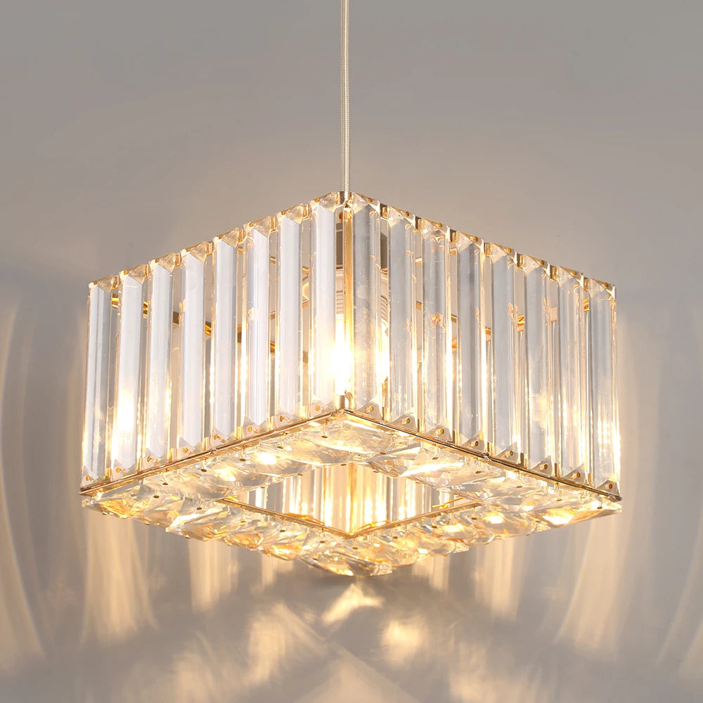 Modern Crystal Pendant Light Chandelier Luxury  Led Ceiling Lamp Kitchen Island Home Decor Fixtures Adjustable Hanging Lustre