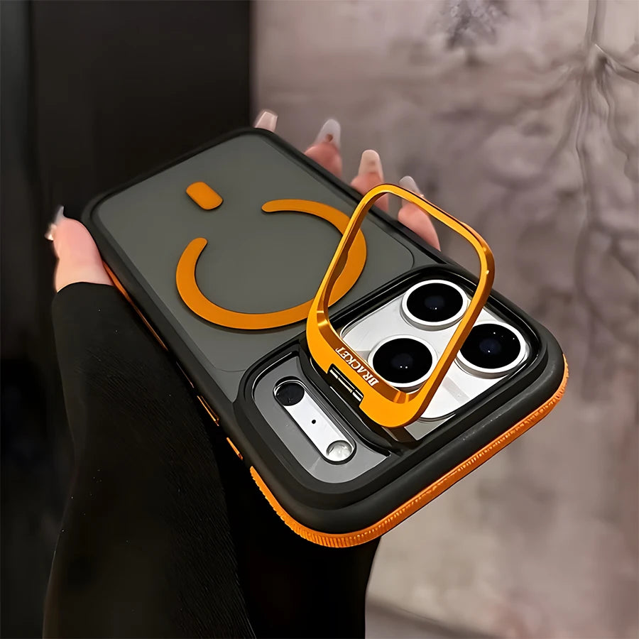 Anti-Slip Magnetic Bracket Phone Case | Compatible with iPhone 18,17,16,15,14,13,12,11/Pro/Pro Max/Air/Plus and Galaxy S22,S23,S24,S25,S26 Ultra/FE/Plus Series | All-in-One Design with Wireless Charging + Shockproof + Built-i