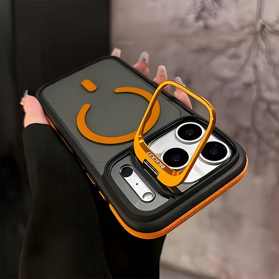 Anti-Slip Magnetic Bracket Phone Case | Compatible with iPhone 18,17,16,15,14,13,12,11/Pro/Pro Max/Air/Plus and Galaxy S22,S23,S24,S25,S26 Ultra/FE/Plus Series | All-in-One Design with Wireless Charging + Shockproof + Built-i