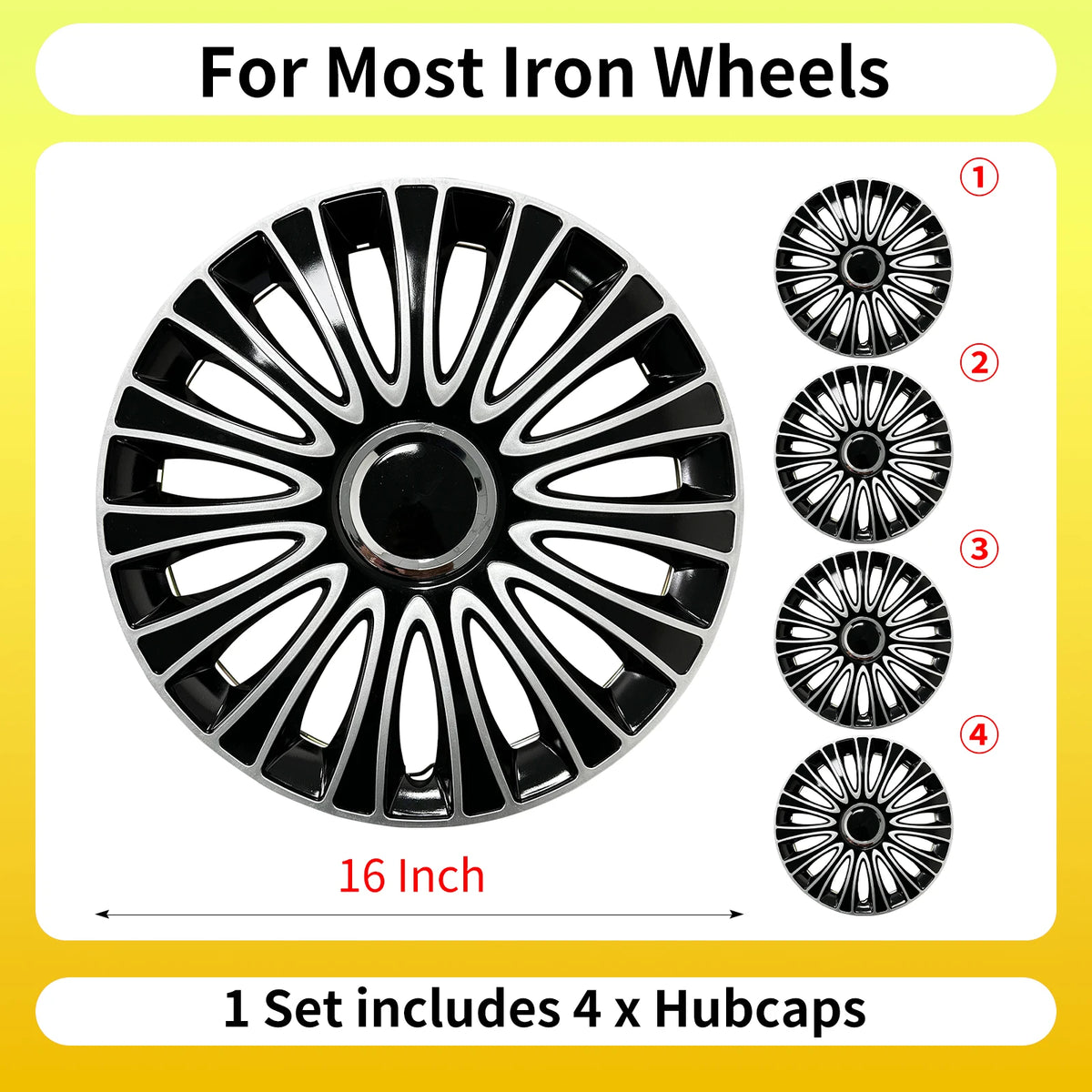 4PC 16 Inch Iron Steel Wheels Hubcaps Cover for Automobile Full Rim Cover Caps Rim Hubcap for R16 Tire Universa Car Accessories