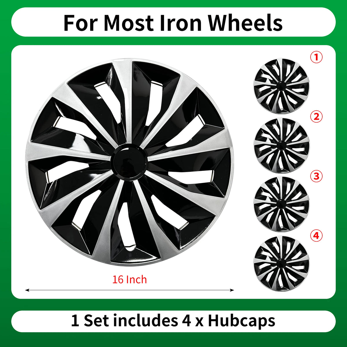 4PC 16 Inch Iron Steel Wheels Hubcaps Cover for Automobile Full Rim Cover Caps Rim Hubcap for R16 Tire Universa Car Accessories
