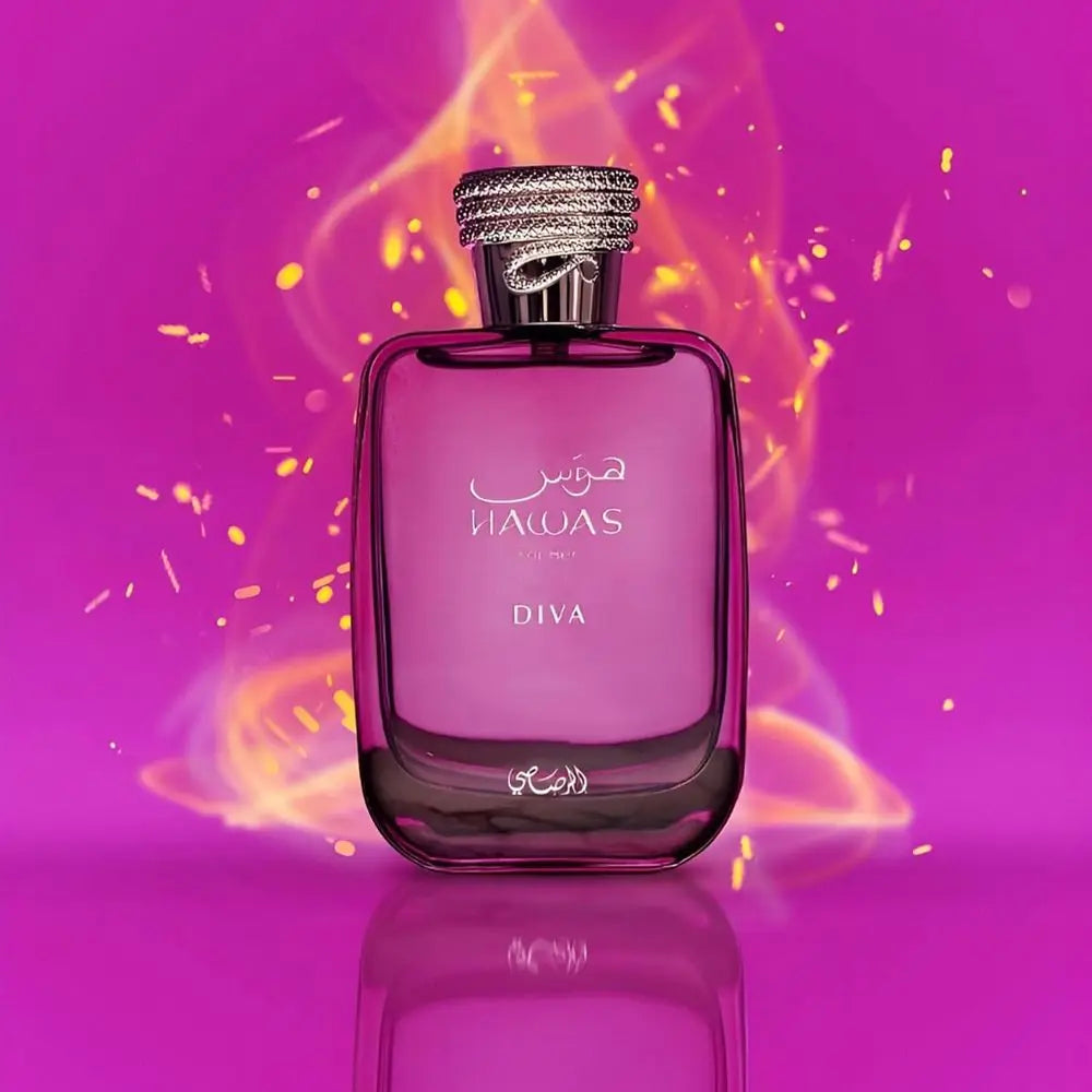 Rasasi Hawas Diva Women Perfume 100ml with Premium Snake Print Gift Box, Sensual Warm Amber Vanilla Scent, Luxury Present for Girlfriend Anniversary Birthday