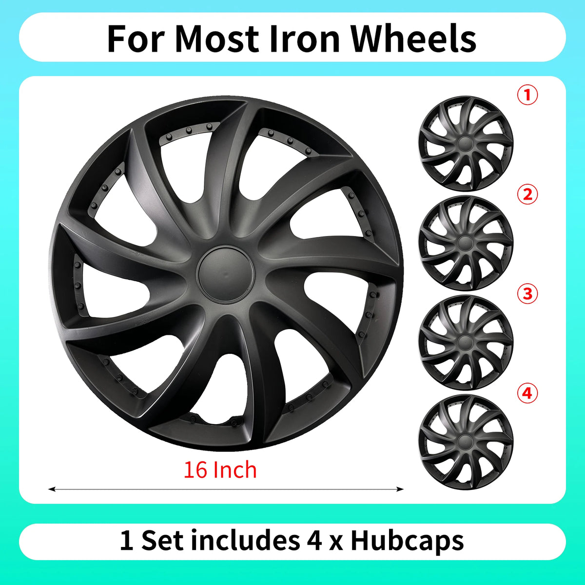 4PC 16 Inch Iron Steel Wheels Hubcaps Cover for Automobile Full Rim Cover Caps Rim Hubcap for R16 Tire Universa Car Accessories