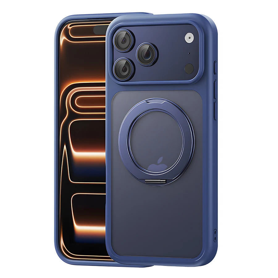 360° Adjustable Magnetic Phone Case with Rotating Stand | Multi-Function & MagSafe Compatible, Skin-Friendly & Portable Semi-Transparent Design for iPhone 18/17/16/15/14/13/12 Pro/ProMax/Air/Plus/E Series