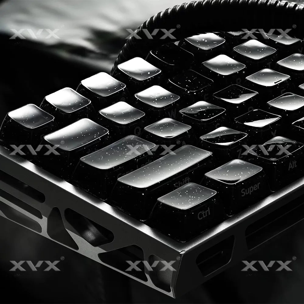 136 Keys Starry Black Crystal Jelly PBT Keycap Double Shot PC Keycaps for Gaming Mechanical Keyboard
