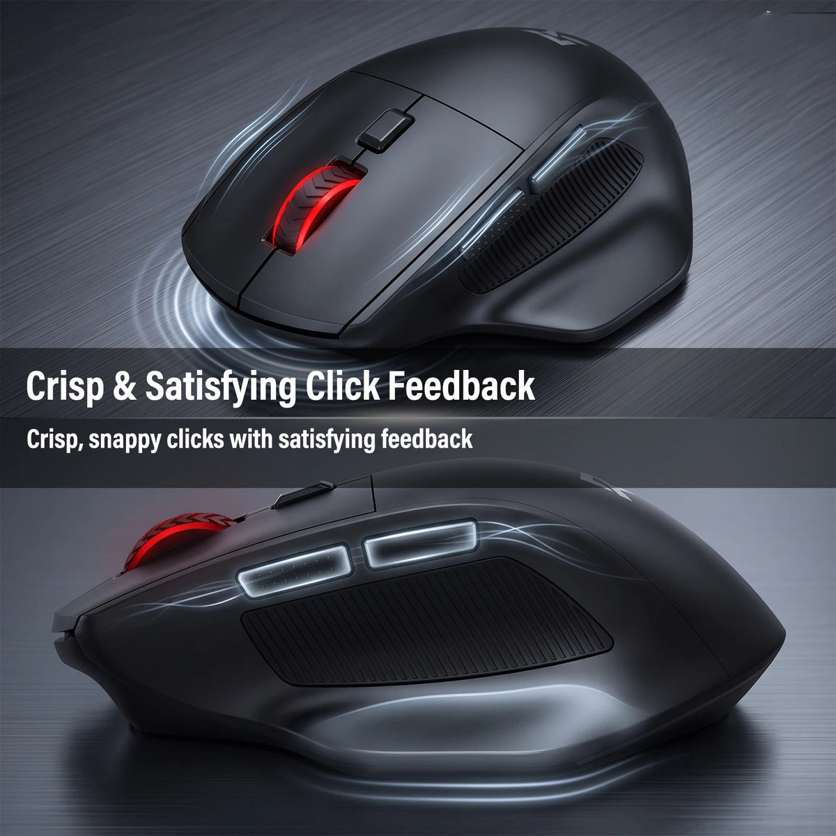 FocusOnPC 2.4GHz Wireless Gaming Mouse, 6 Programmable Buttons, Adjustable Up to 4000 Max DPI, Black Ergonomic PC Gaming Mice
