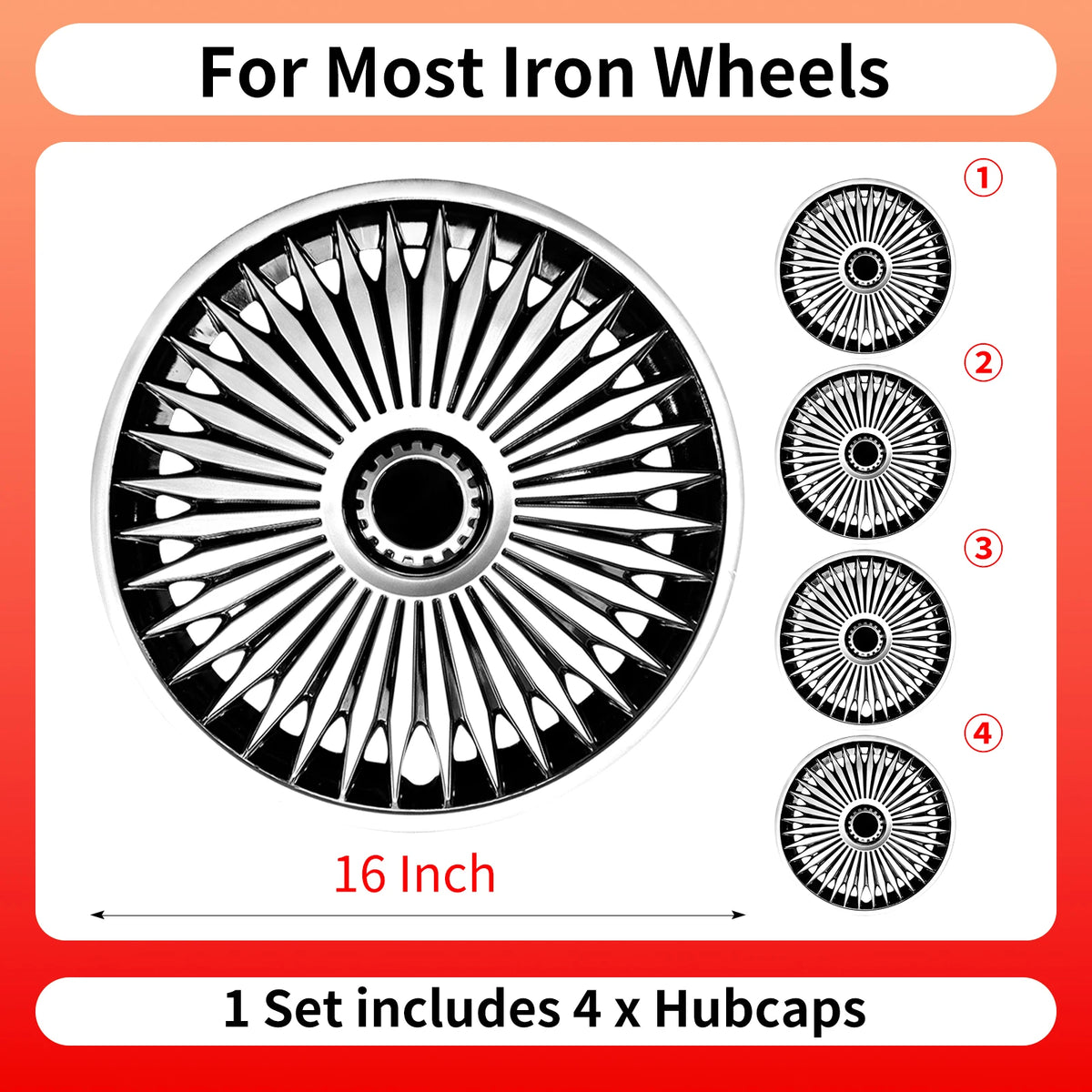 4PC 16 Inch Iron Steel Wheels Hubcaps Cover for Automobile Full Rim Cover Caps Rim Hubcap for R16 Tire Universa Car Accessories