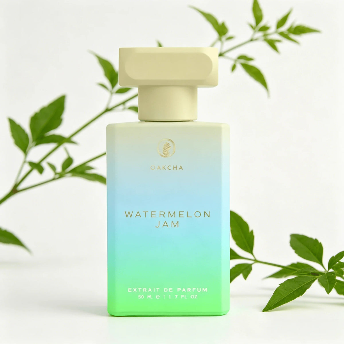 Oakcha Watermelon Jam Extrait de Parfum 50ML Long Lasting Juicy Fresh Watermelon Fruity Sweet Fragrance Unisex Perfume Gradient White Blue Green Square Bottle Cool Summer Scent Holiday Gift for Him and Her