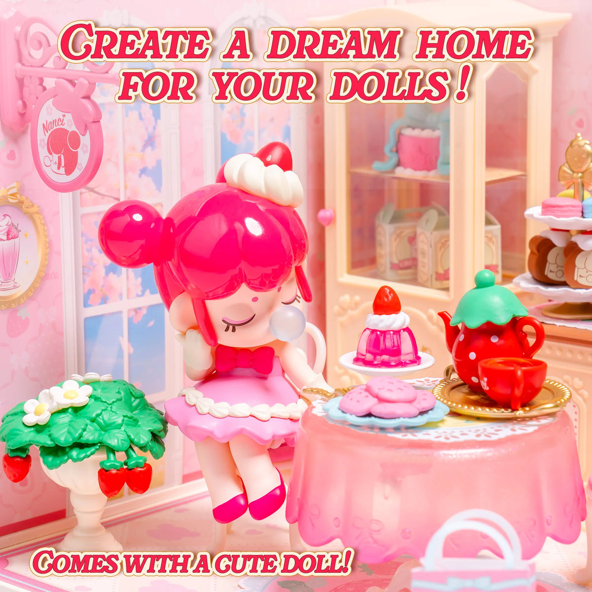 Rolife DIY Dollhouse 3D Puzzle Model Building Kit Nanci Strawberry Teatime Super Creator DIY Craft Kit with LED Light for Home Decor Holiday Gift for Adults Teens