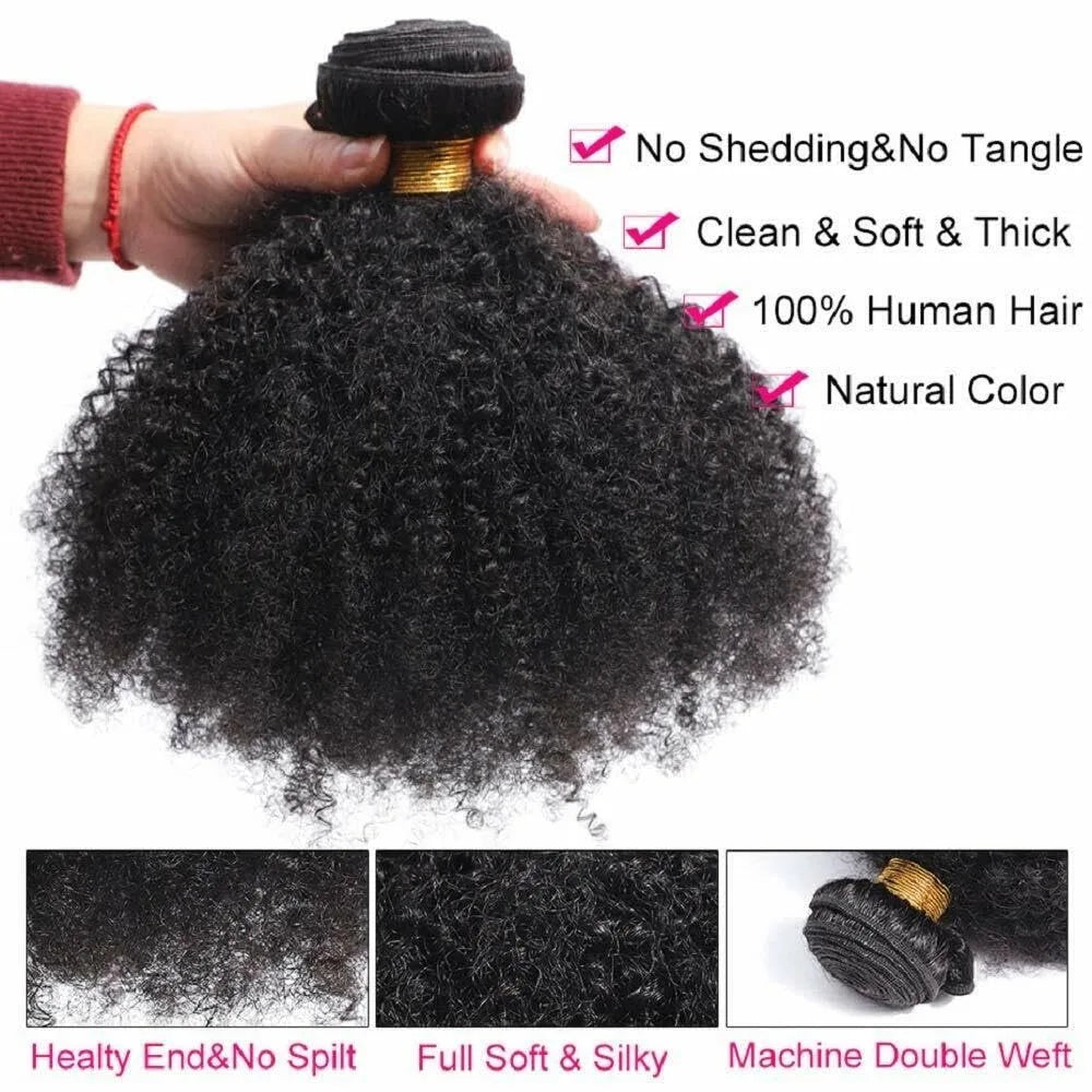 10A Brazilian Afro Curly Hair Bundles Kinky Curly Short Human Hair Weave Jerry Curl Hair Extensions Virgin Hair Bundle for Women