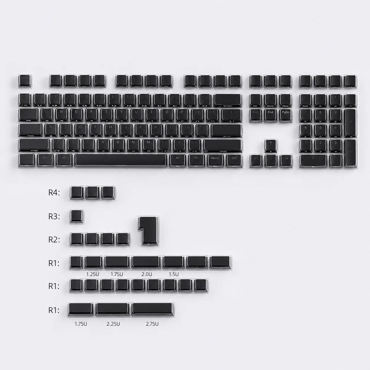 136 Keys Starry Black Crystal Jelly PBT Keycap Double Shot PC Keycaps for Gaming Mechanical Keyboard