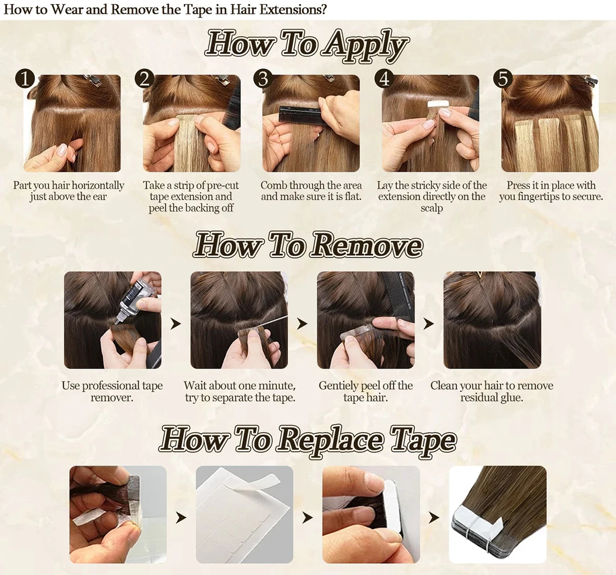 High Quality Silky Soft Remy Human Hair Extensions 12 Inch-20 Inch Tape Hair Wear Resistant Durable Silky Soft PU Seamless Add Length Volume