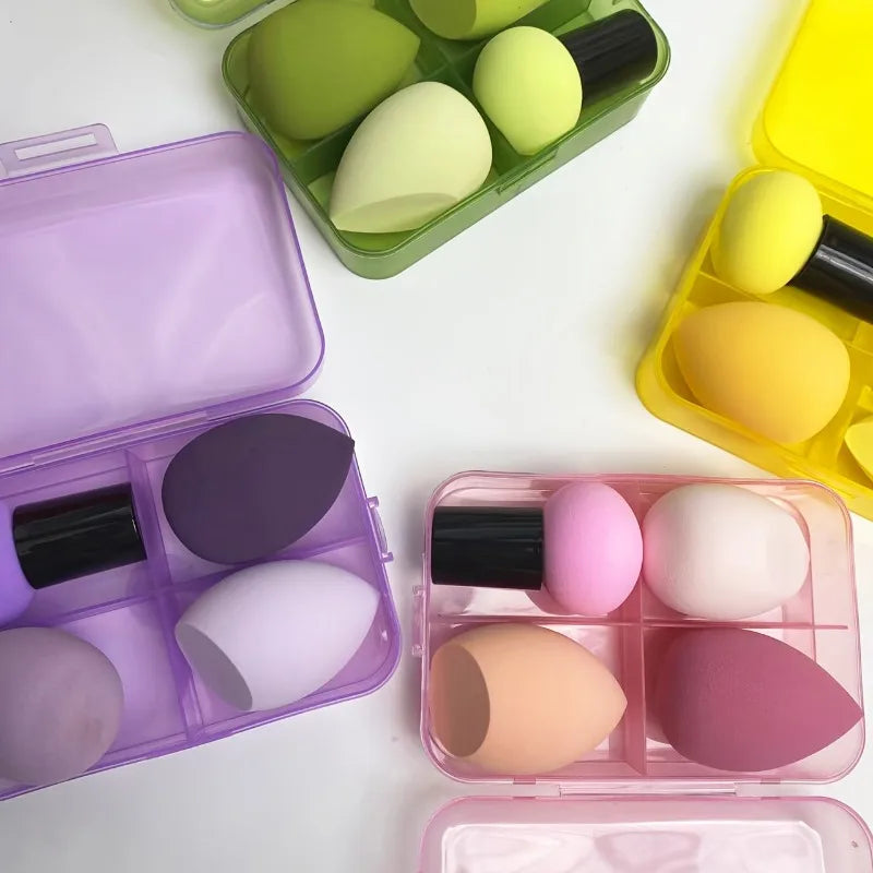4PCS Makeup Sponge Set, Mushroom Head Beauty Puffs for Foundation & Powder, Dry & Wet Use