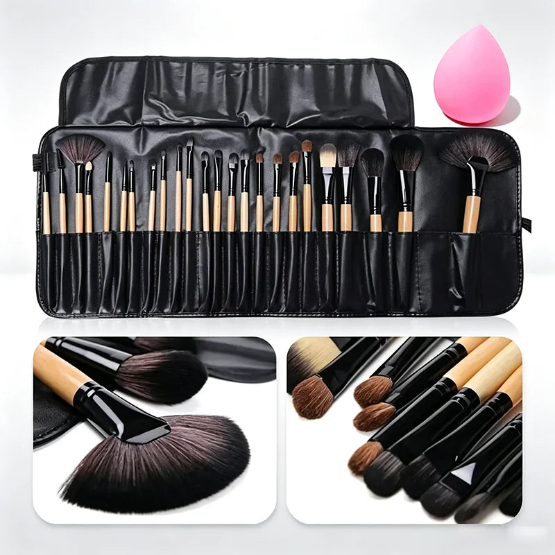 Free Gift Bag and Sponge for 24 pcs Makeup Brush Sets Cosmetics Brushes Eyebrow Powder Foundation Shadows Make Up Tools
