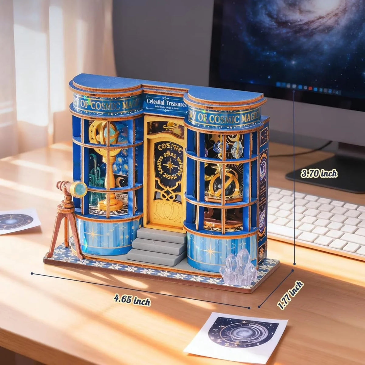Rolife DIY Miniature House Kit Magic Astronomy Shop Dollhouse Model Building Kit Wooden 3D Puzzle Toys with LED for Home Decor