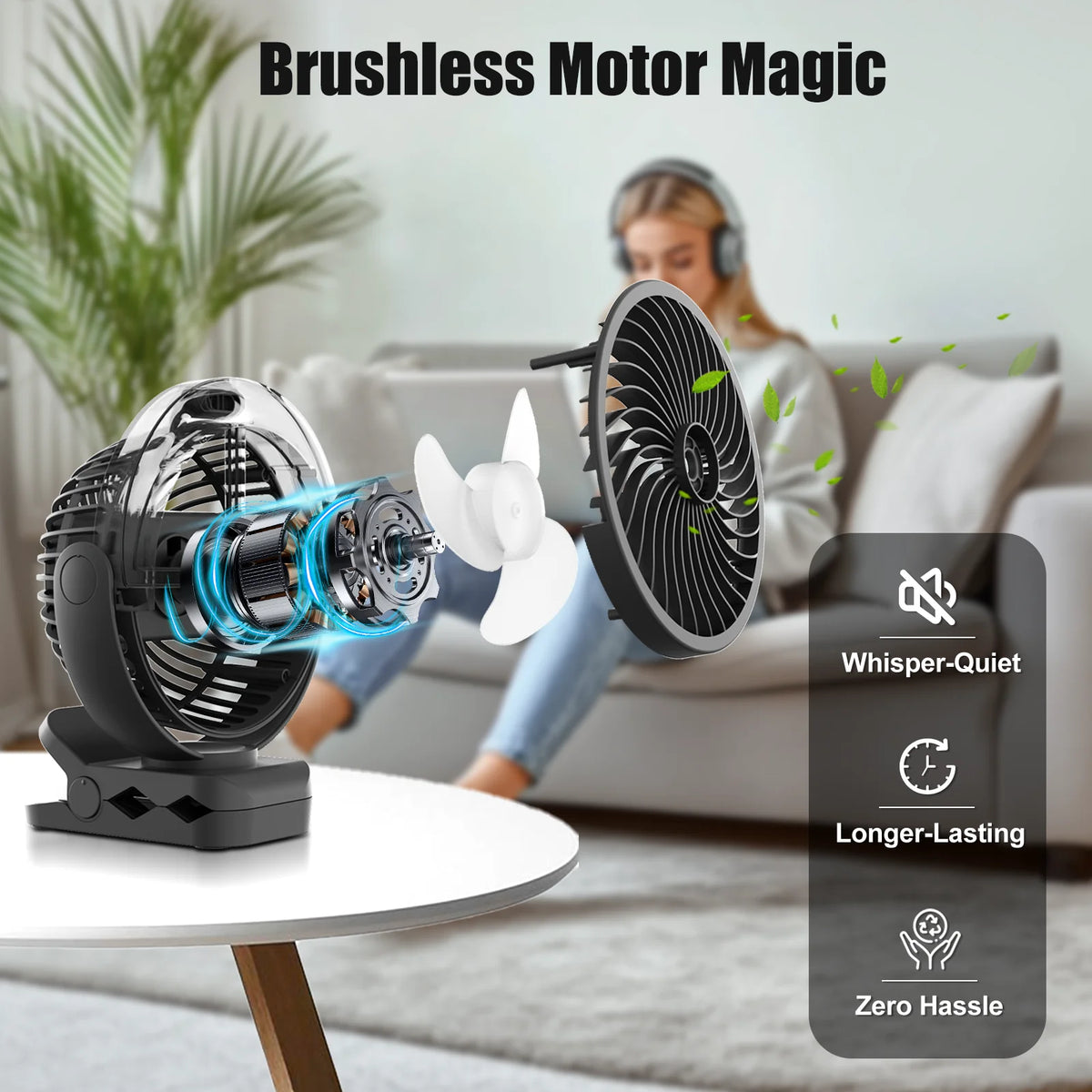 Portable Clip Fan Oscillating Pram Fan With lights 3 lighting levels Flexible Tripod Clip-on 6000mAh USB Battery Operated 360° Rotatable Hanging Fan with Night Light Air Cooler for Outdoor Camping Ventilador