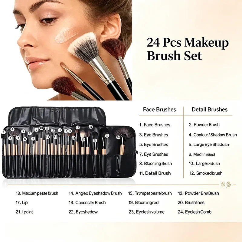 Free Gift Bag and Sponge for 24 pcs Makeup Brush Sets Cosmetics Brushes Eyebrow Powder Foundation Shadows Make Up Tools