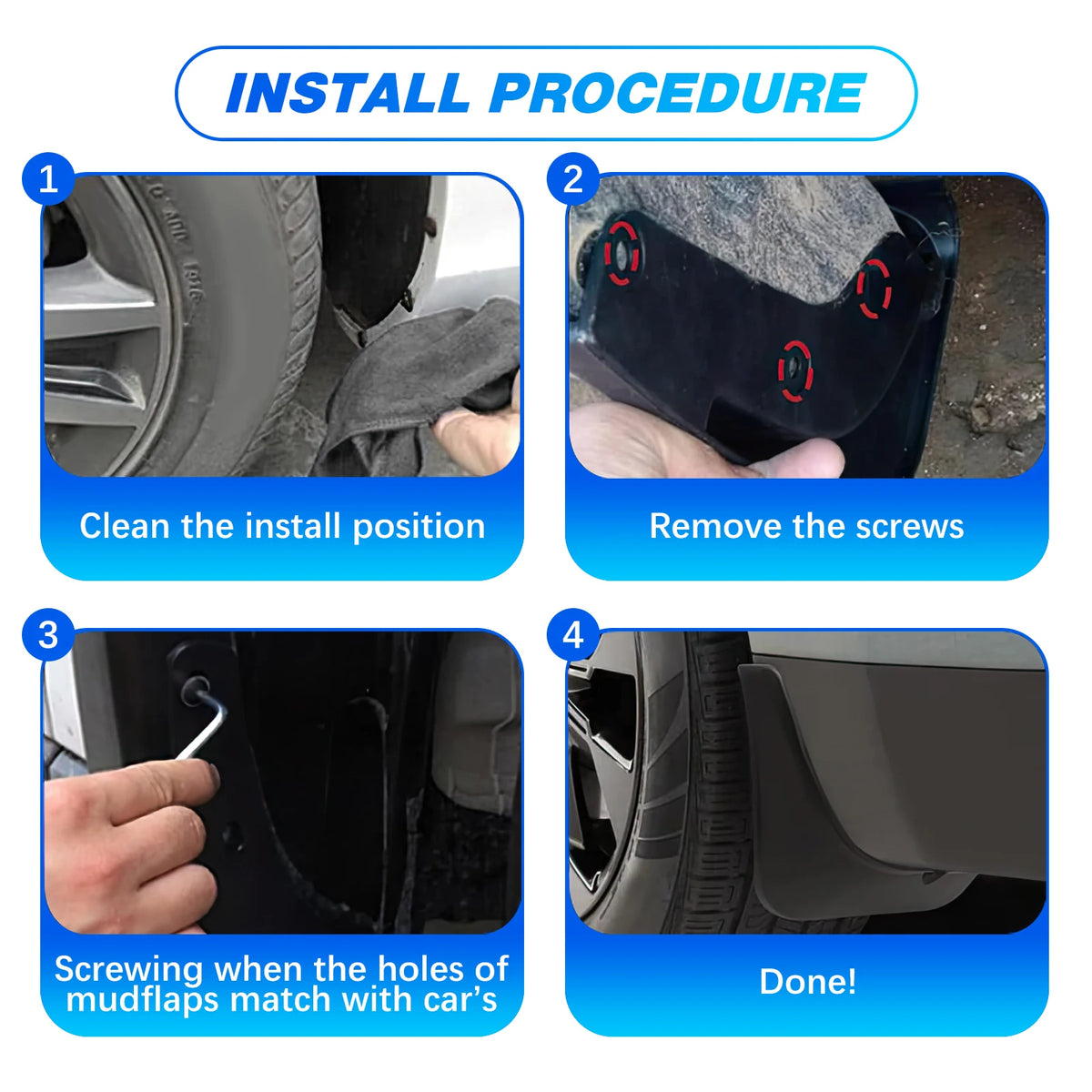 4pcs Front Rear Mudflaps Mud Flaps Original Model Replacement Splash Protector Fender Car Accessories Parts Wheel