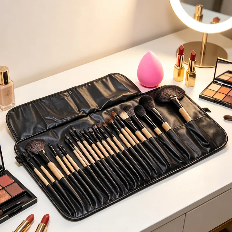 Free Gift Bag and Sponge for 24 pcs Makeup Brush Sets Cosmetics Brushes Eyebrow Powder Foundation Shadows Make Up Tools