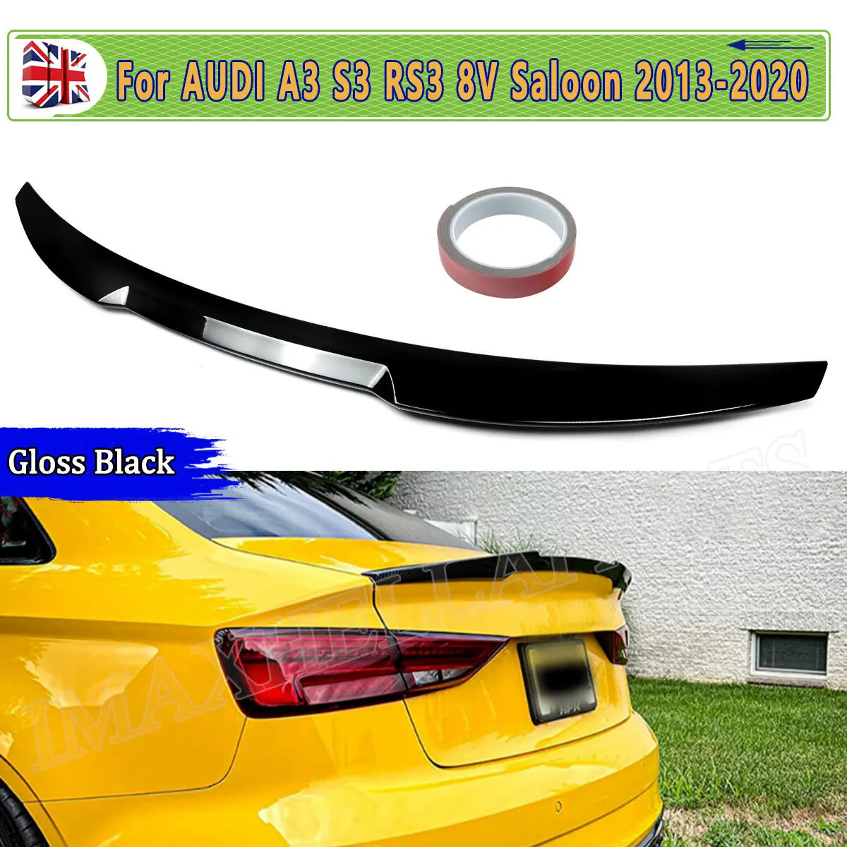 Trunk Spoiler For Audi A3 S3 RS3 8V Saloon Sline 2013-2020 Gloss Black M4 Style Rear Boot Spoiler Lip Car Accessories Decoration