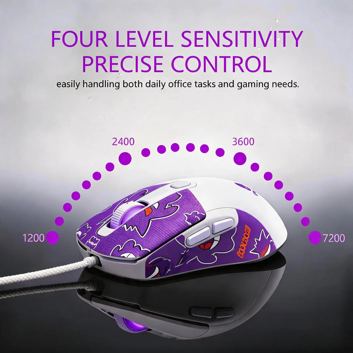 RGB Gaming Mouse Wired 6D Programmable Buttons Ergonomic Gamer Mouse 4 Levels DPI Adjustable Computer Mouse USB Wired Mouse Breathing Light Gaming Mice 1.5m Cable for PC Laptop E-sports Mouse Purple