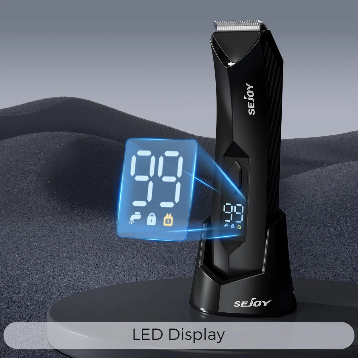 Body Hair Trimmer for Men,Pubic Hair Trimmer with LED Light - Electric Ball Shavers with Ceramic Blades & Travel Lock - Body Groomer IPX7 Waterproof Wet/Dry Use for Groin/Chest/Legs