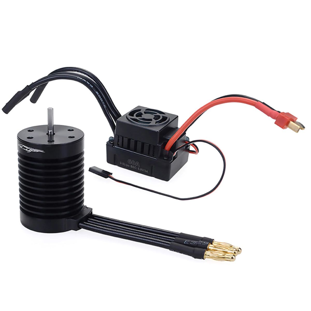 1 Set Waterproof F540 4370KV 4 Poles 12 Slots High-Torque Motor W/ 60A Brushless ESC Kit For 1/10 1/12 Scale RC Car Accessories