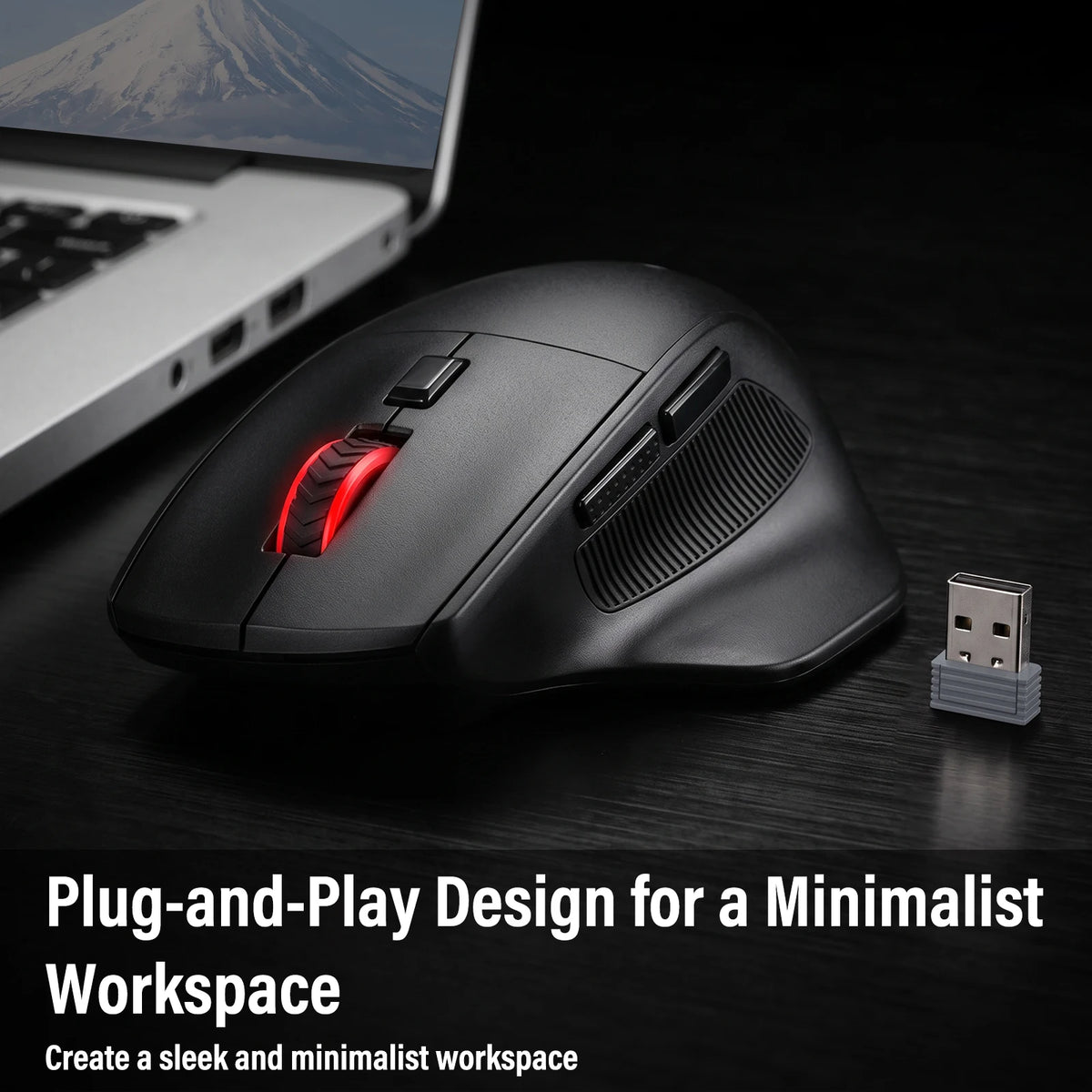 FocusOnPC 2.4GHz Wireless Gaming Mouse, 6 Programmable Buttons, Adjustable Up to 4000 Max DPI, Black Ergonomic PC Gaming Mice